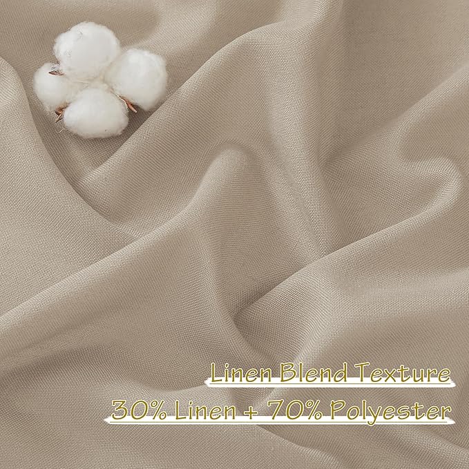 NICETOWN Thick Linen Curtains for Farmhouse 90 inches Long, Pinch Pleated Curtains Flax Linen Privacy with Light Filtering Window Treatments for Bedroom/Boys Room, Taupe, W50 x L90, 2 Panels