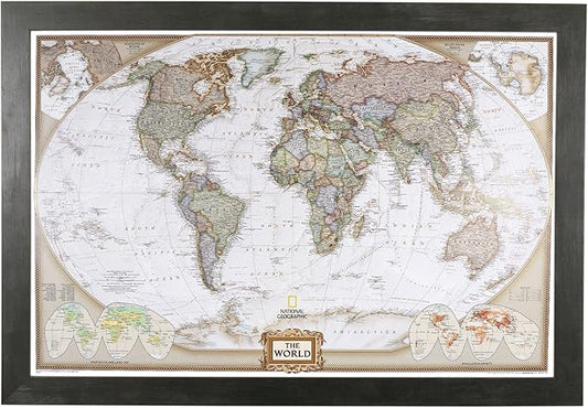 Push Pin Travel Maps Customizable Wall Art - Executive World - Rustic Black - Framed Pin Map, Includes 150 Pins - Handcrafted in USA - 27.5" x 39.5"