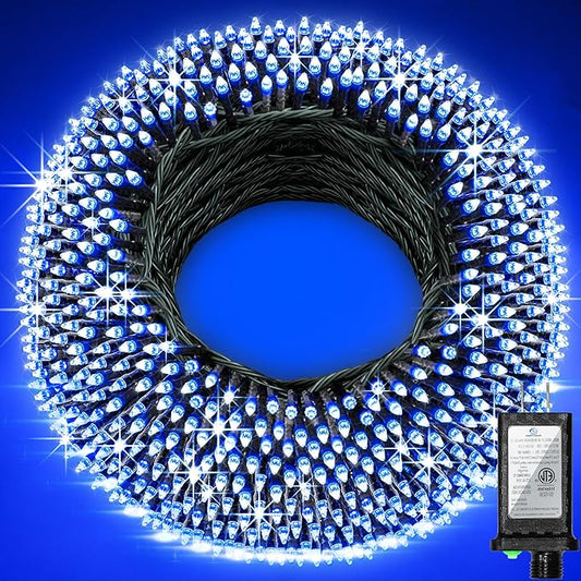 1500 LED 502ft Outdoor Christmas Lights Super Long String Lights 8 Modes Timer Memory, Outsite Waterproof Dark Green Wire Fairy Light Strings for Xmas Tree Wedding Holiday Party Decorations Blue