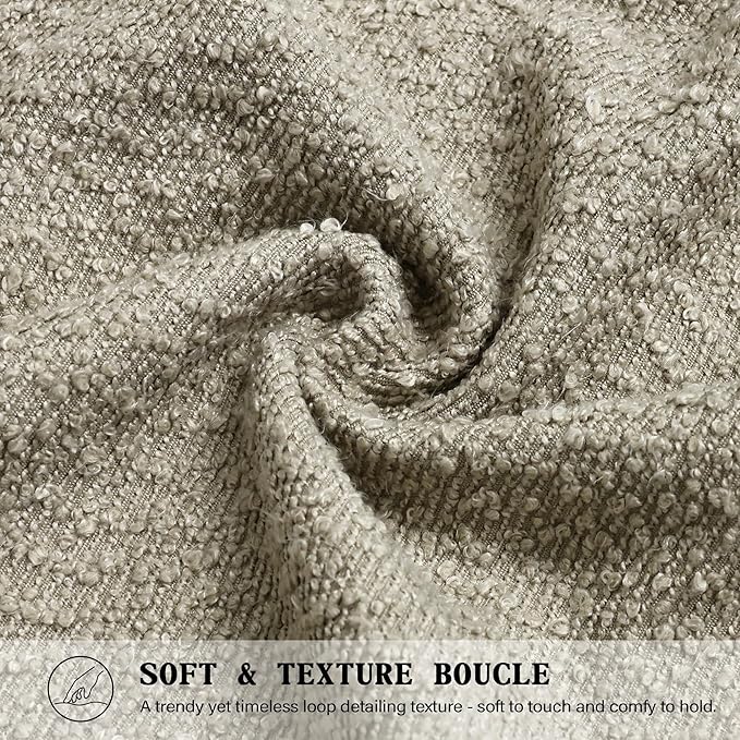 Textured Boucle Pillow Covers 18x18 Inch Set of 2, Striped Solid Pillowcases Cozy Soft Modern Accent Boho Square Decorative Throw Pillows for Couch Sofa Bed Living Room Home Decor, Oatmeal