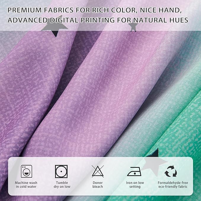 XiDi Purple, Grey, Unicorn Green Curtains - 84" L x 34" W, 1 Panel for Girls & Kids Room Decor