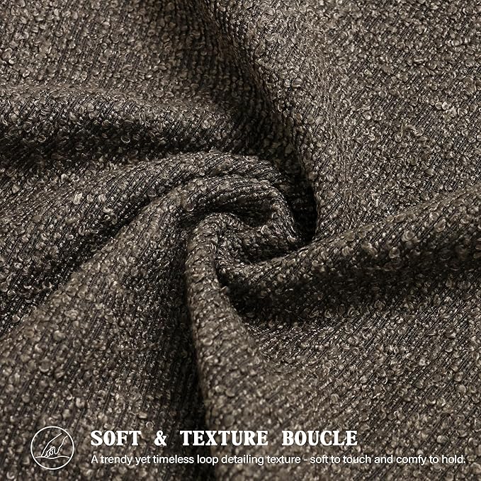 Textured Boucle Pillow Covers 18x18 Inch Set of 2, Striped Solid Pillowcases Cozy Soft Modern Accent Boho Square Decorative Throw Pillows for Couch Sofa Bed Living Room Home Decor, Brown