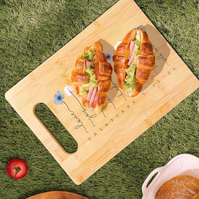 Christian Gifts for Women, Faith Based Gifts, Boho Floral Christian Cutting Board, Christian Kitchen Decor, Religious Gifts for Women Faith, Bible Verse Scripture Bamboo Cutting Board for Kitchen