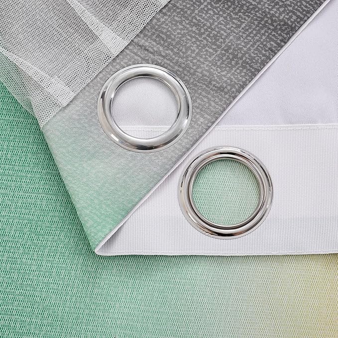 XiDi Yellow & Rainbow Curtains for Kids & Girls Room - Blackout, Grey & Green 34x84 Inch Long